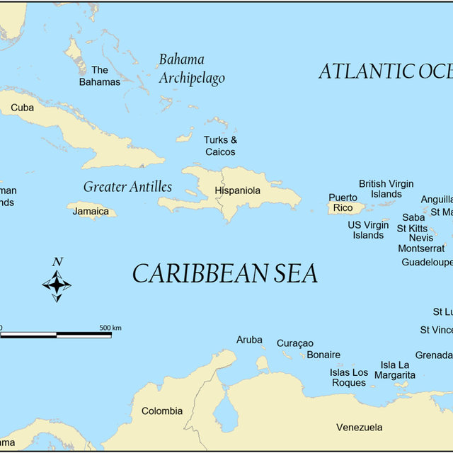 caribbean sea on world map