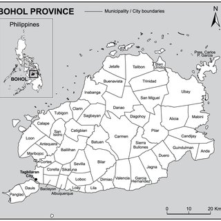 Map Of The Province Of Bohol Philippines BOHOL FACTFILE Total Population 1 139 130 Q320 