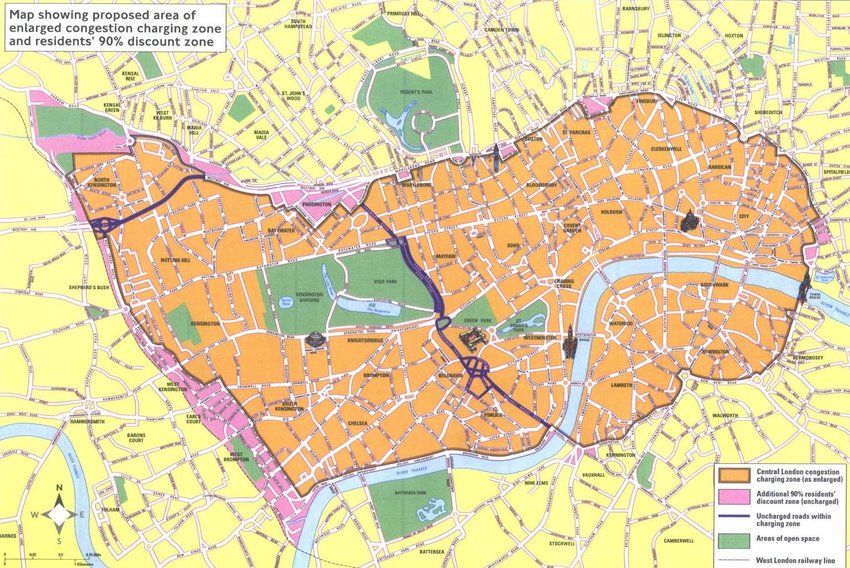 congestion charge zone map 1 Map Of The London Congestion Charging Zone Source Download
