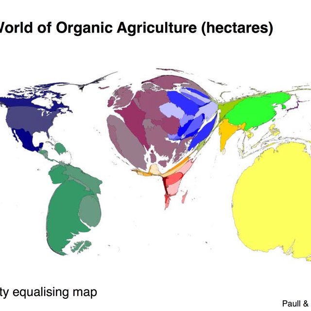 World map of organic agriculture a cartogram with countries sized