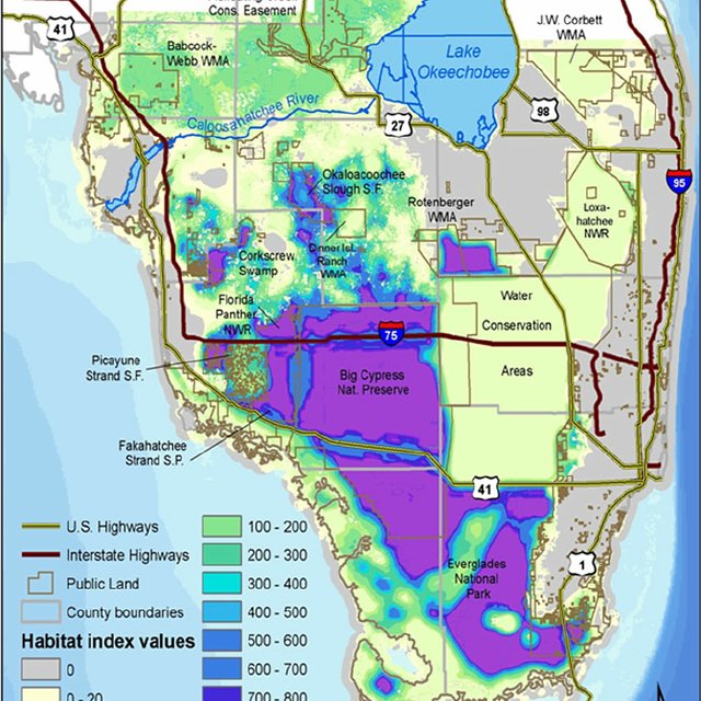 Distribution of Florida panther telemetry locations, south Fla., USA ...