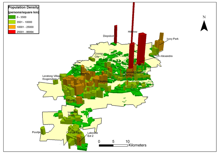Johannesburg Population Density Map