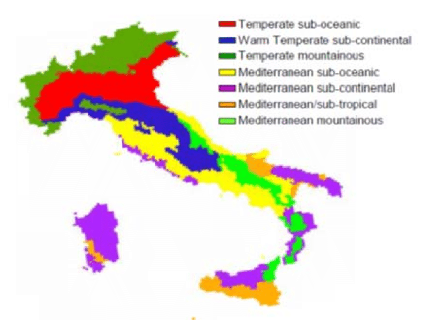 Climate Map Of Italy Tourist Map Of English