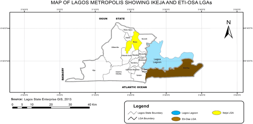 Map Of The Lagos Metropolis Showing The Study Areas 