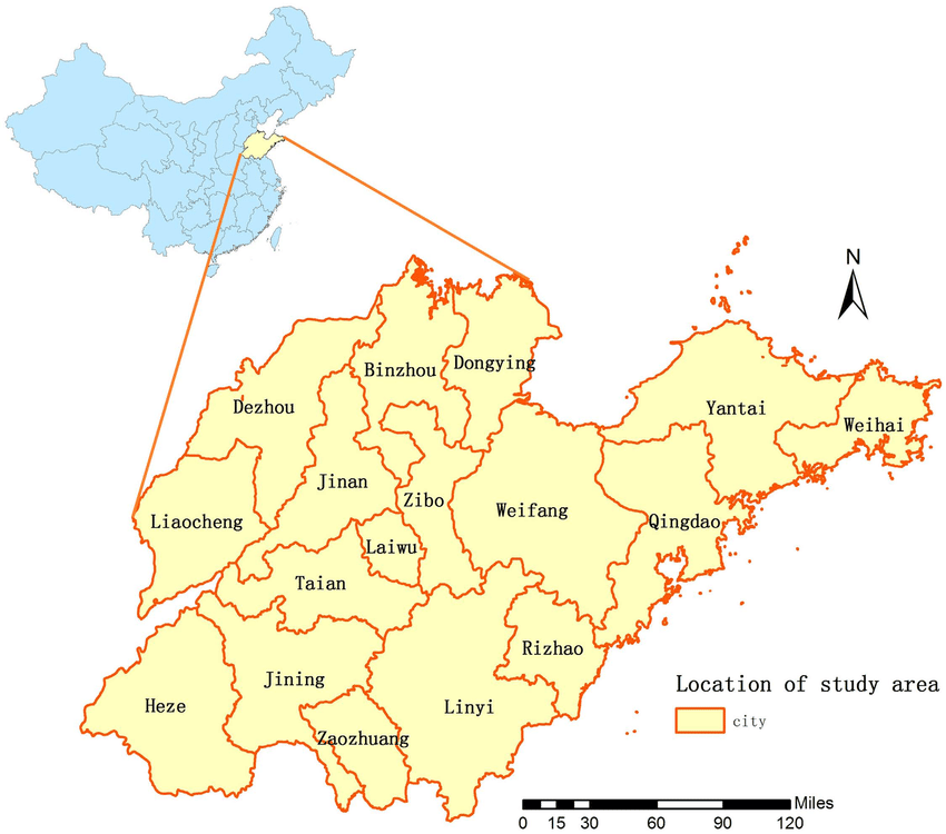 The Geo Location Of Shandong Province In China The Map Was Created With ArcGIS Software 