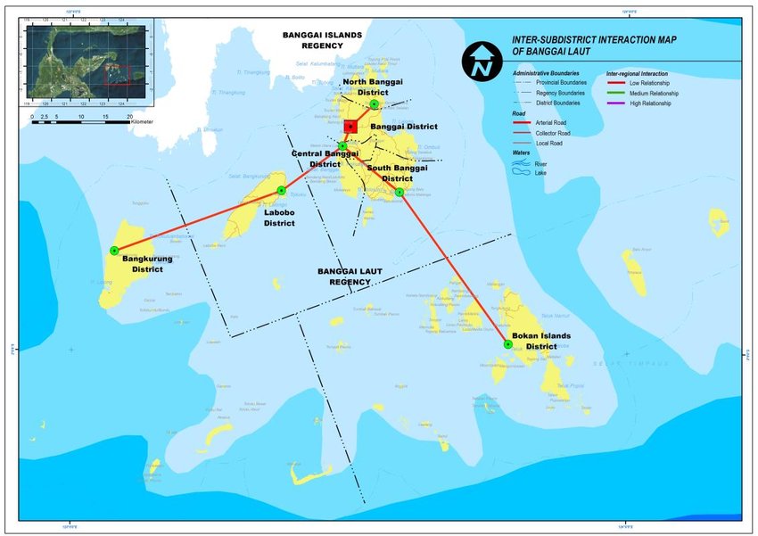 Map Of District Interaction In Banggai Laut Regency 