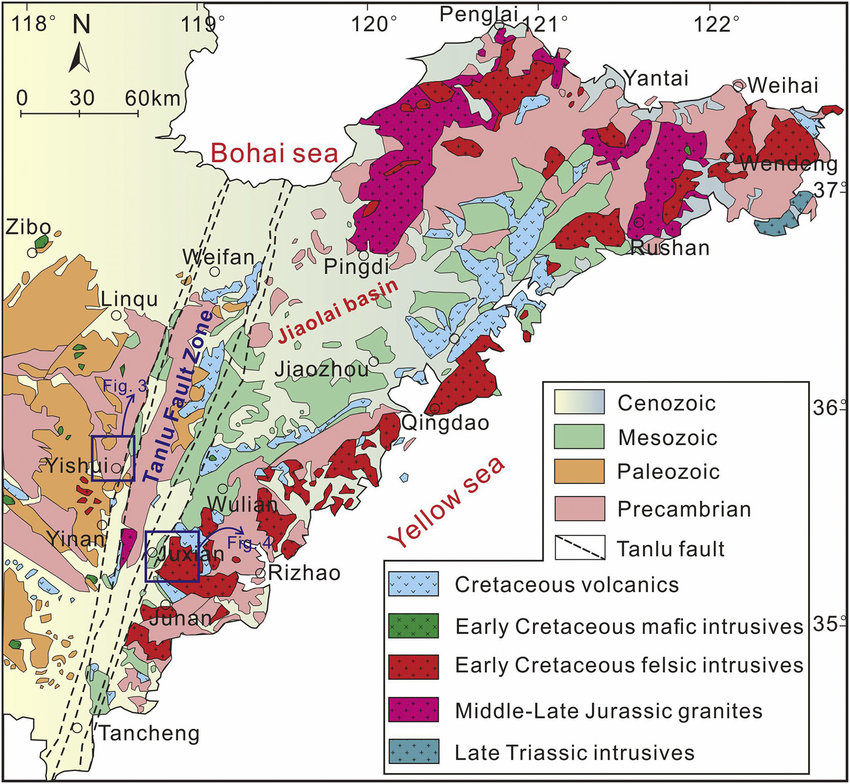 Geological Map Of Eastern Shandong Province Showing The Study Area Yishui And Juxian 