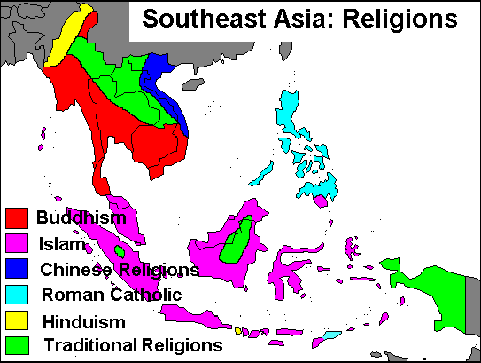 The Distribution of Religions in South East Asia. | Download Scientific ...