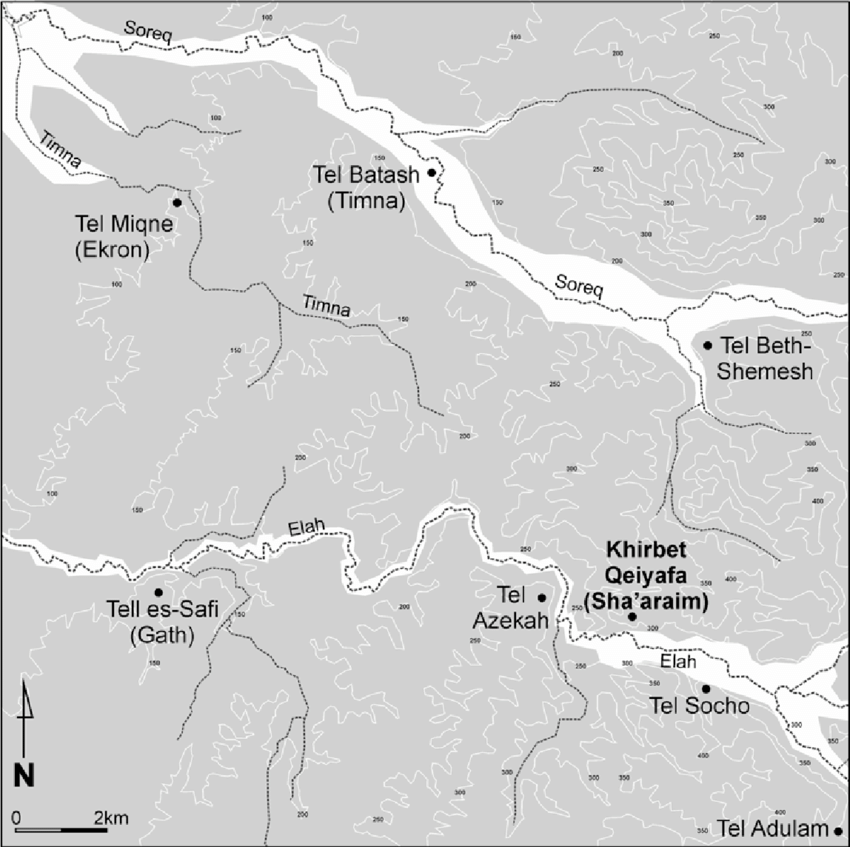 Map Of The Sorek And Elah Valleys Showing The Locations Of The Philistine Cities Of 