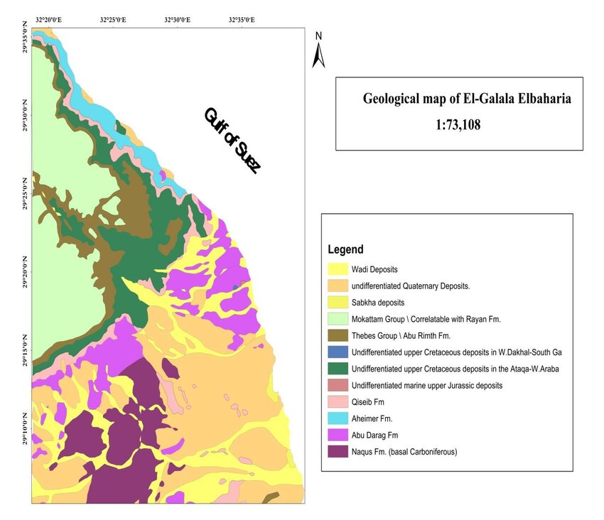 Geological map Wadi Ghadir-Gabal Zabara area after Conoco (1987