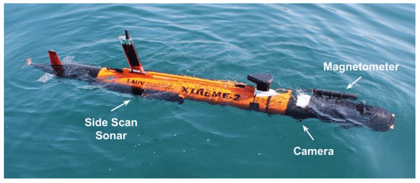 LAUV-Xtreme-2 AUV integrated with Side-scan Sonar, Underwater Camera and Magnetometer [140].