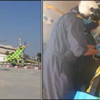 Figure 3. Stadium helipad with LifeFlight helicopter and patient loaded into the ambulance preparing the patient for transport during the simulation-based exercise.