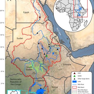 The Nile Basin and its major tributaries and dams The map shows the ...
