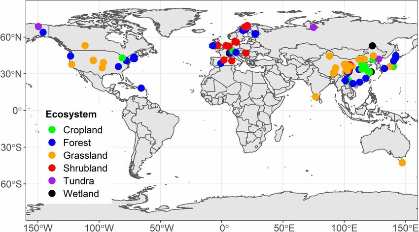 Global distribution of warming experiments in this meta-analysis ...