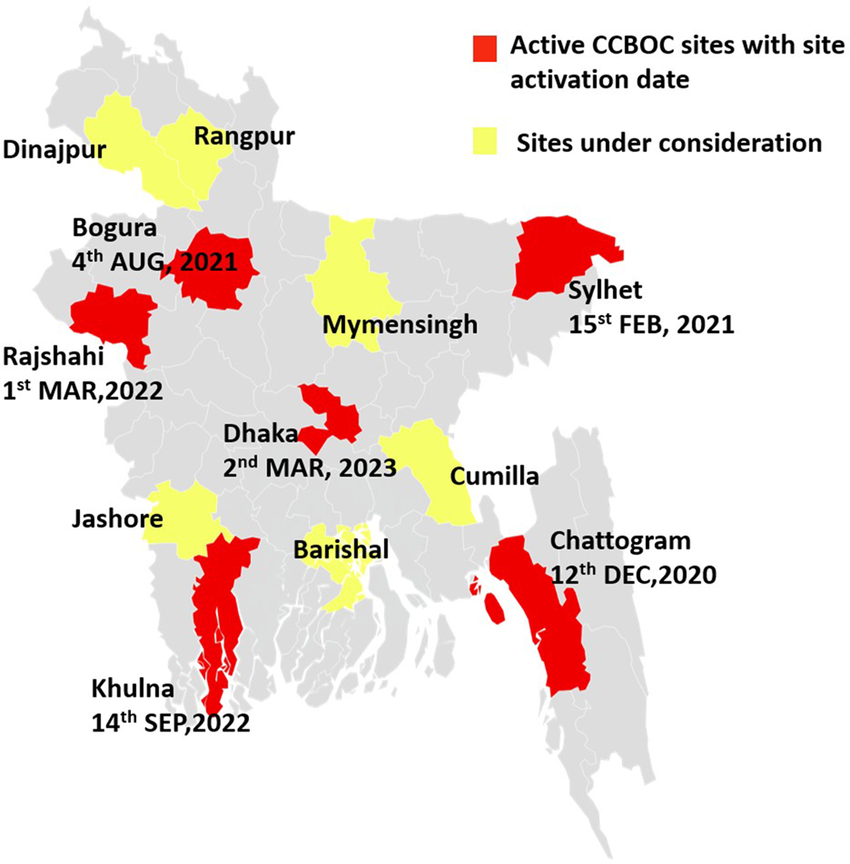 Map Of Bangladesh Showing The Districts Of Currently As Of March 2023 Active Red.ppm